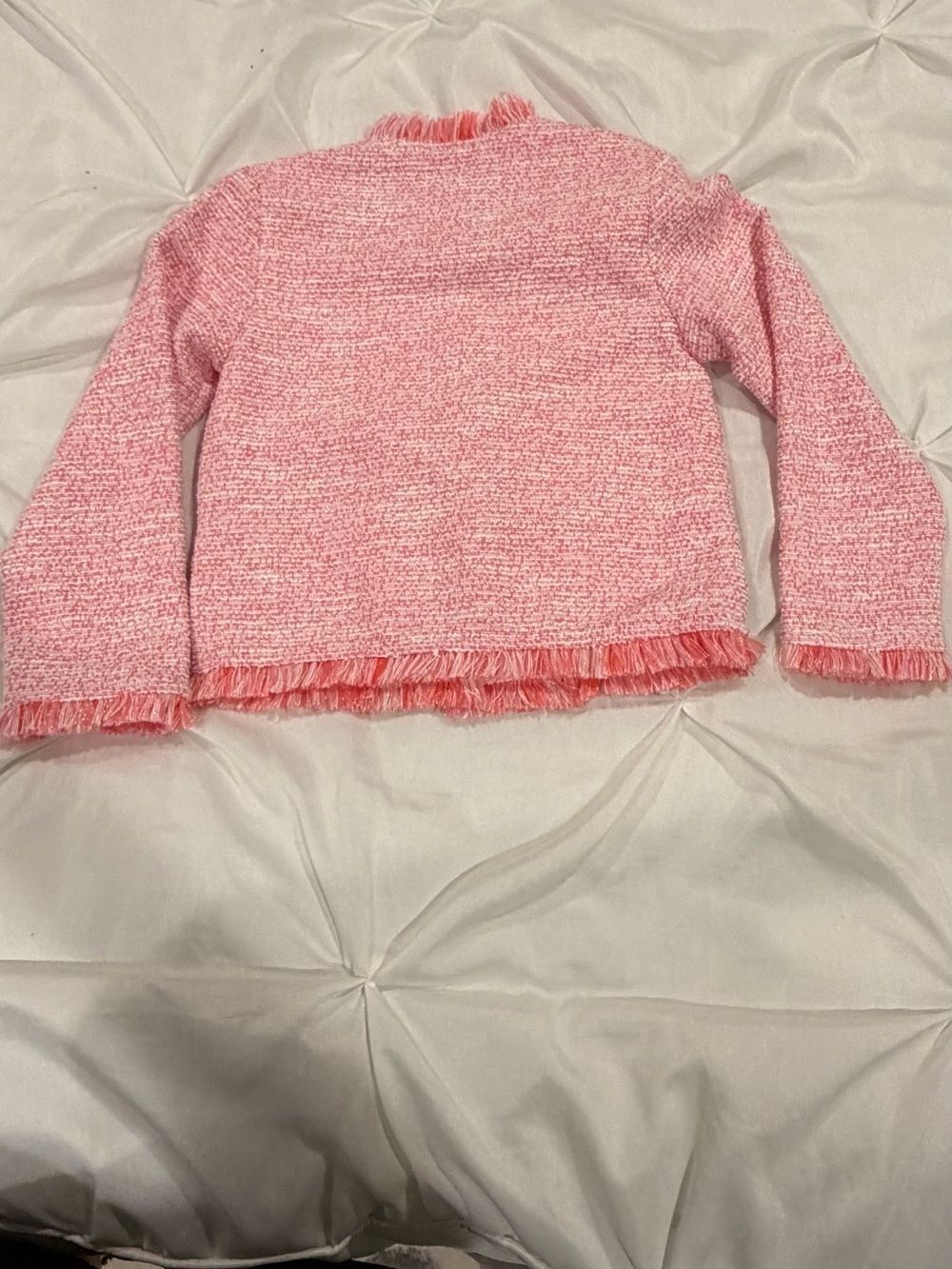 Girls Pink Tweed Fringe Jacket Size 24m - Picture 9 of 9